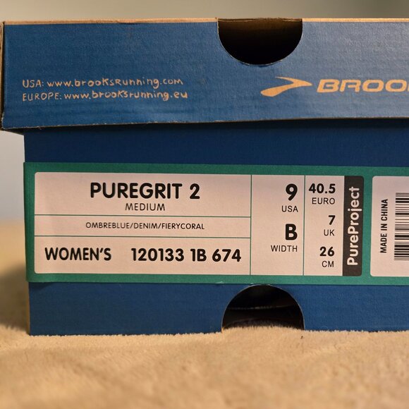 Brooks PureGrit 2 All Terrain Denim Ombre/Coral Split-Toe Trail Run Hiker 120133 - Picture 16 of 16